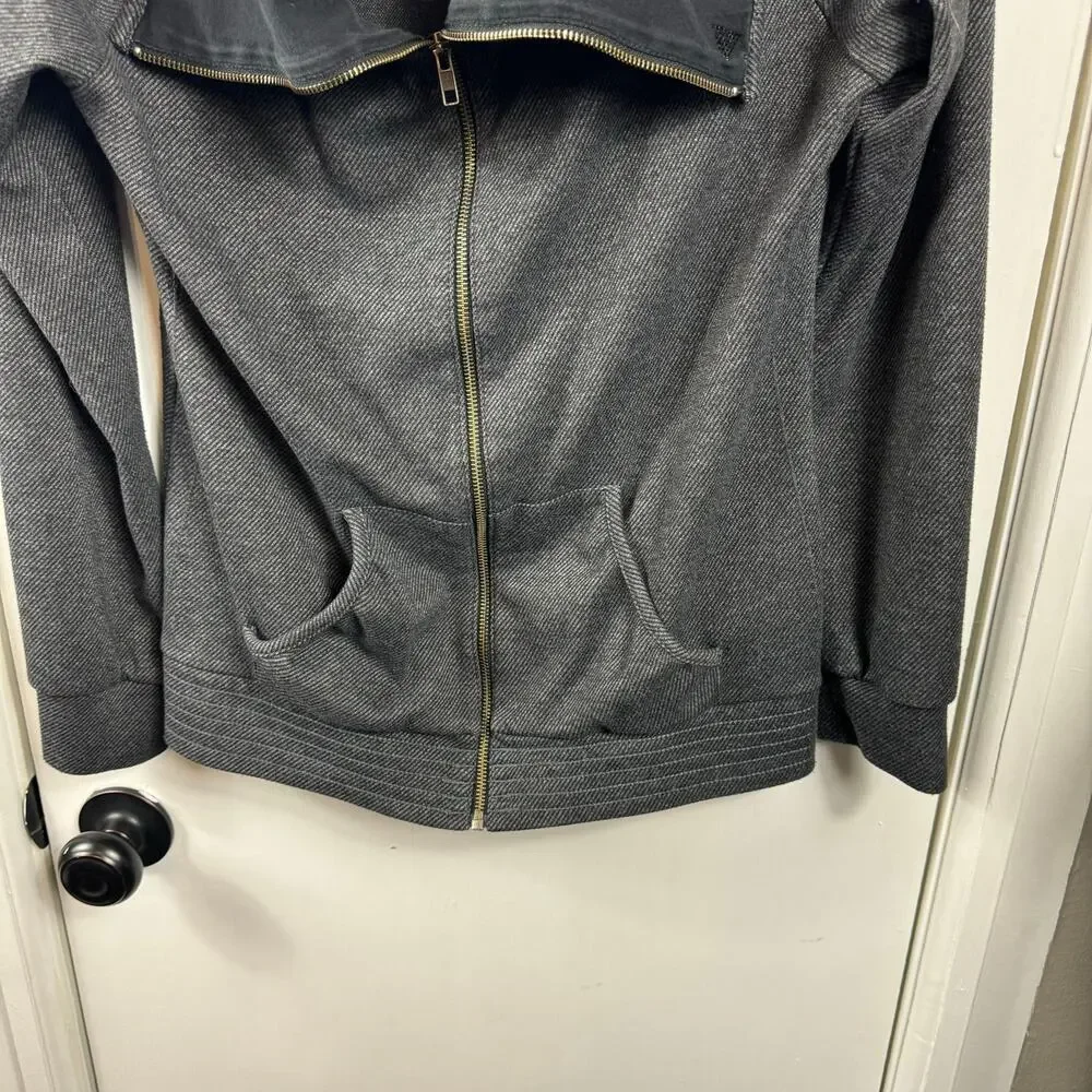 Guess Funnel Cowl Neck Shawl Collar Zip-Up Sweatshirt Sweater Jacket, Size Large